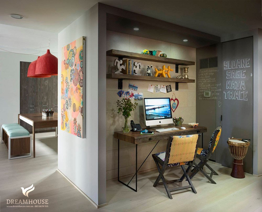 Thiết kế phòng làm việc nhỏ hẹp tại nhà sáng tạo