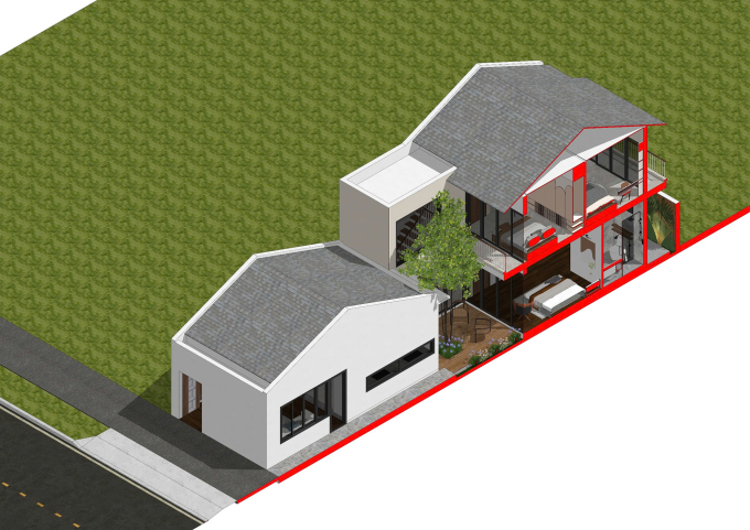 Mặt cắt công trình.