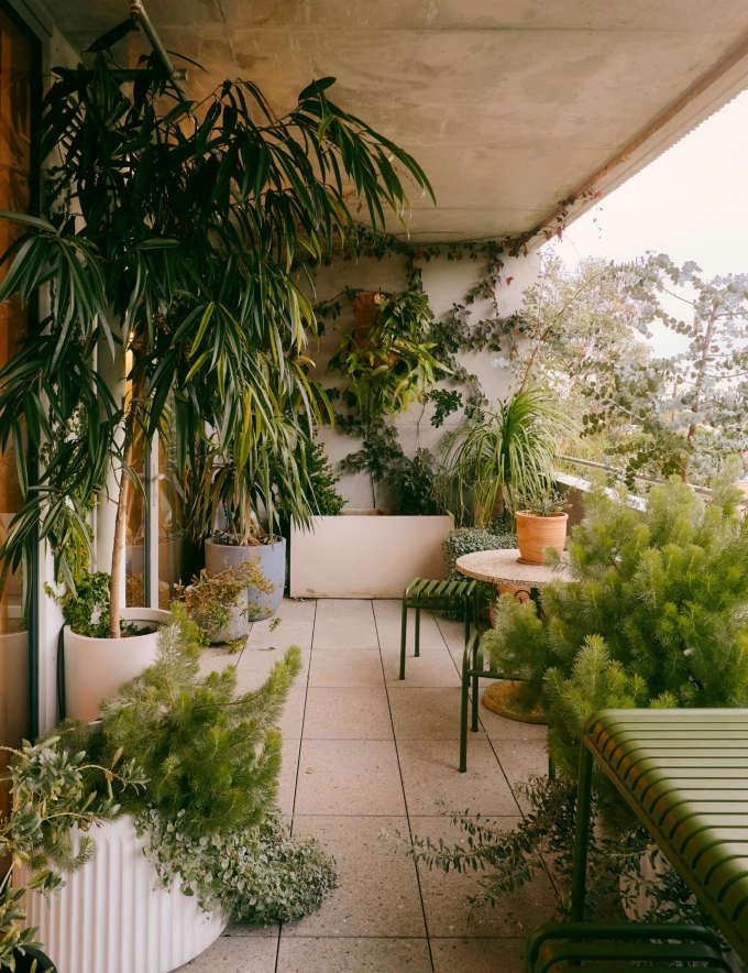 Khu vườn nhỏ trên ban công mang đến sự xanh mát dễ chịu. Ảnh: Amelia Stanwix